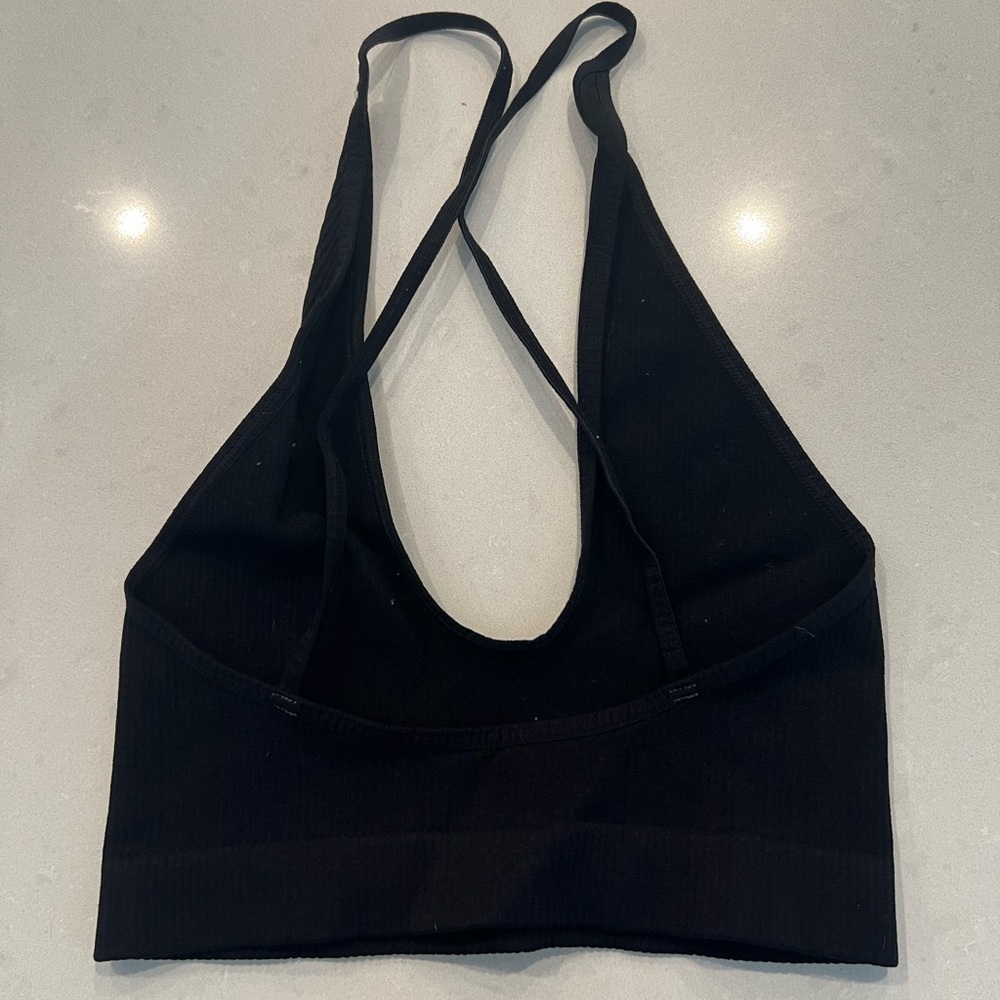 Intimately, Free People, black ribbed bralette. Free People size “M/L”